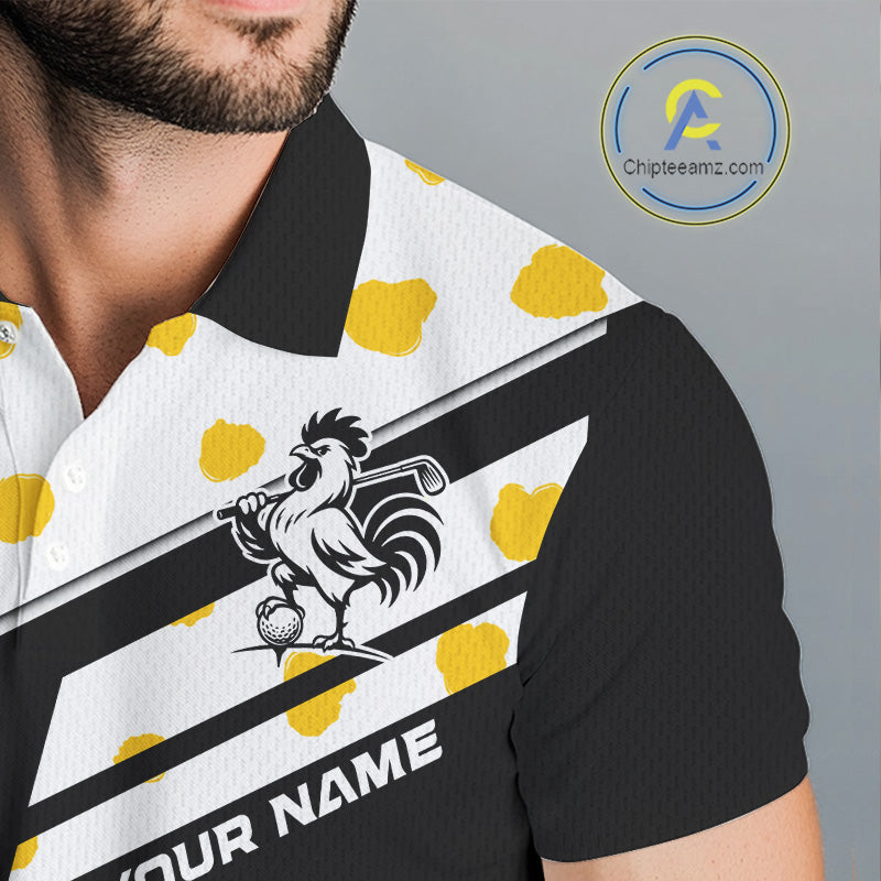 Funny Golf Polo Shirt Custom Name Chicken Golf Shirt For Men, Funny Golf Shirt For Team NHT947