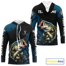 Load image into Gallery viewer, Custom Largemouth Bass Fishing Jersey Personalized Long Sleeve Hooded Shirt For Men 