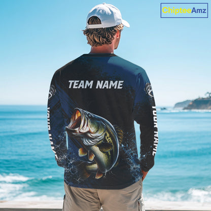 Custom Largemouth Bass Fishing Jersey Personalized Long Sleeve Shirt For Men 