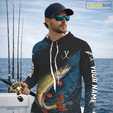 Load image into Gallery viewer, Custom Northern Pike Fishing Jersey Personalized Long Sleeve Hooded Shirt For Men 