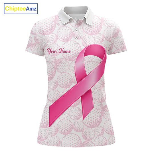 Swing Strong Fight Stronger Pink Ribbon Custom Breast Cancer Ladies Golf Polo Shirt NHT796