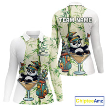 Load image into Gallery viewer, Funny Tropical Bamboo Panda Bear Apparel, Custom Name Performance Golf Jersey For Womens 