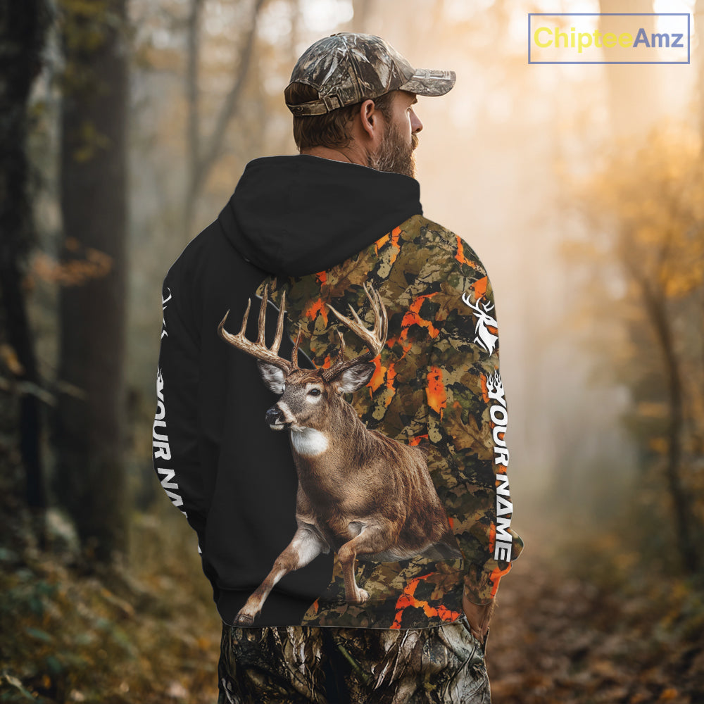 Whitetail Deer Hunting Shirt For Men Custom Blaze Orange Camo Outdoor Sports Apparel NHT1747
