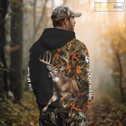 Whitetail Deer Hunting Shirt For Men Custom Blaze Orange Camo Outdoor Sports Apparel NHT1747