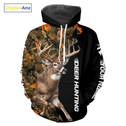 Whitetail Deer Hunting Shirt For Men Custom Blaze Orange Camo Outdoor Sports Apparel NHT1747