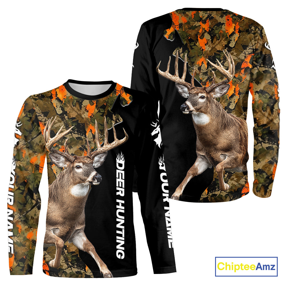 Whitetail Deer Hunting Shirt For Men Custom Blaze Orange Camo Outdoor Sports Apparel NHT1747