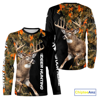 Whitetail Deer Hunting Shirt For Men Custom Blaze Orange Camo Outdoor Sports Apparel NHT1747