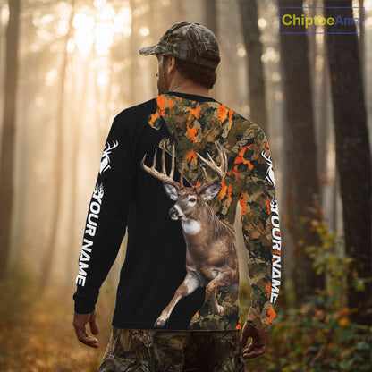 Whitetail Deer Hunting Shirt For Men Custom Blaze Orange Camo Outdoor Sports Apparel NHT1747