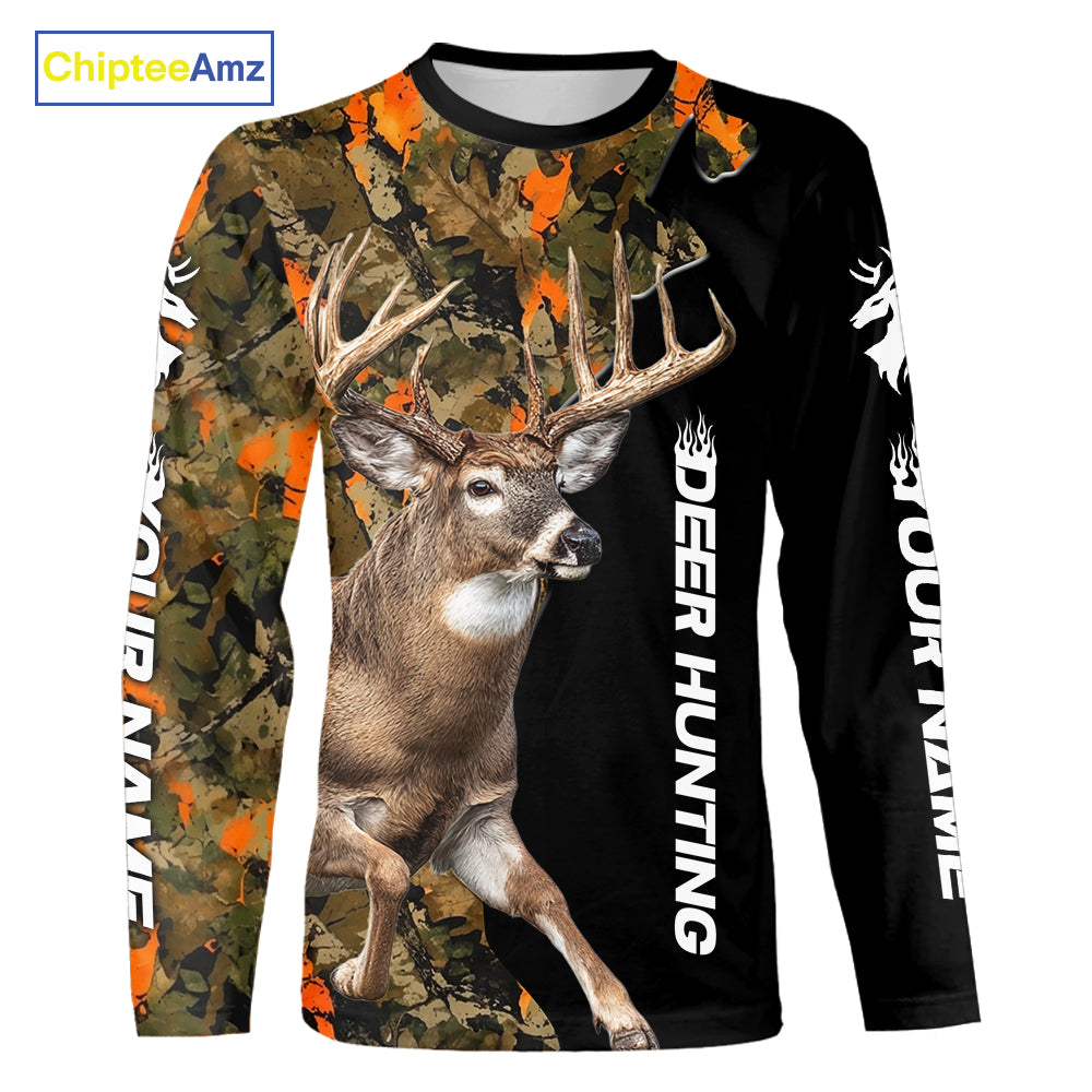 Whitetail Deer Hunting Shirt For Men Custom Blaze Orange Camo Outdoor Sports Apparel NHT1747