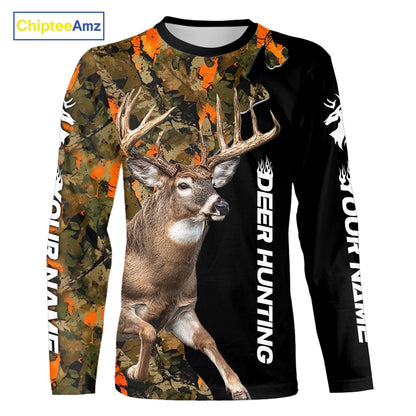 Whitetail Deer Hunting Shirt For Men Custom Blaze Orange Camo Outdoor Sports Apparel NHT1747