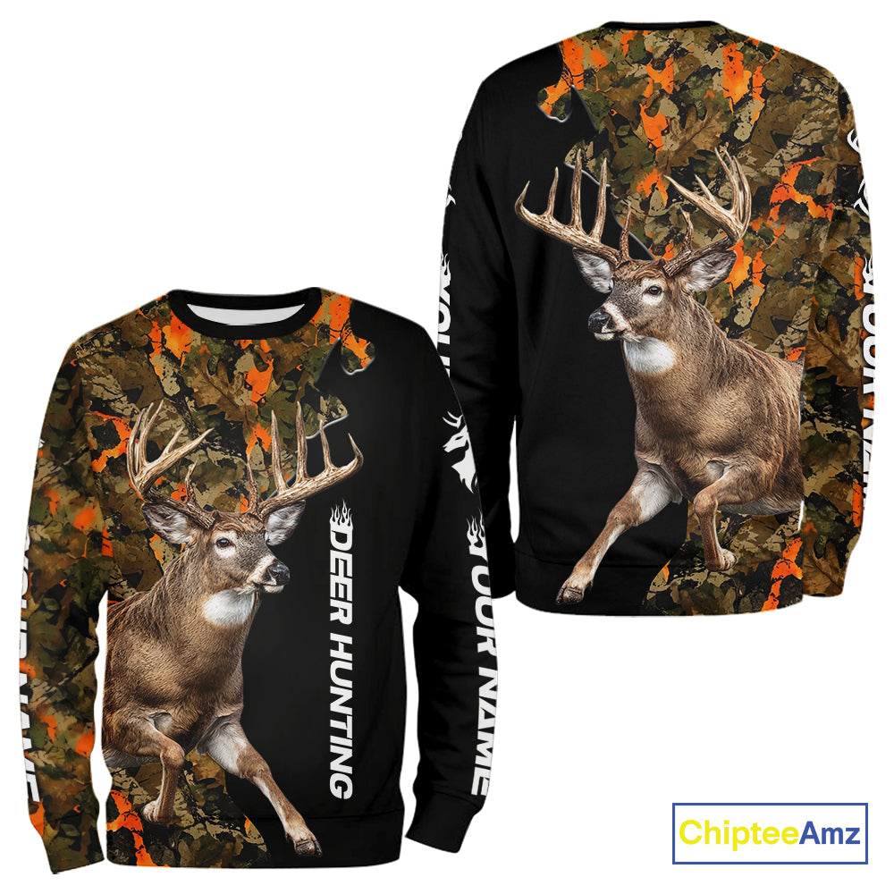Whitetail Deer Hunting Shirt For Men Custom Blaze Orange Camo Outdoor Sports Apparel NHT1747