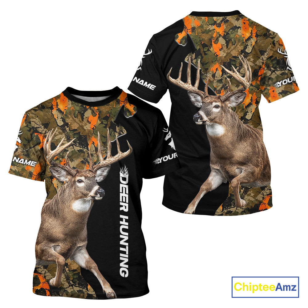 Whitetail Deer Hunting Shirt For Men Custom Blaze Orange Camo Outdoor Sports Apparel NHT1747