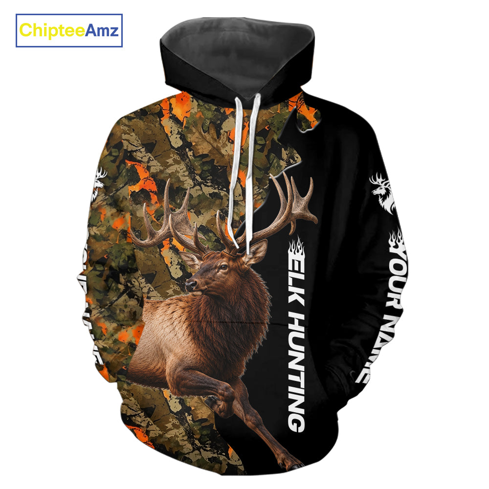Elk Buck Hunting Shirt For Men Custom Blaze Orange Camo Outdoor Sports Apparel NHT1748
