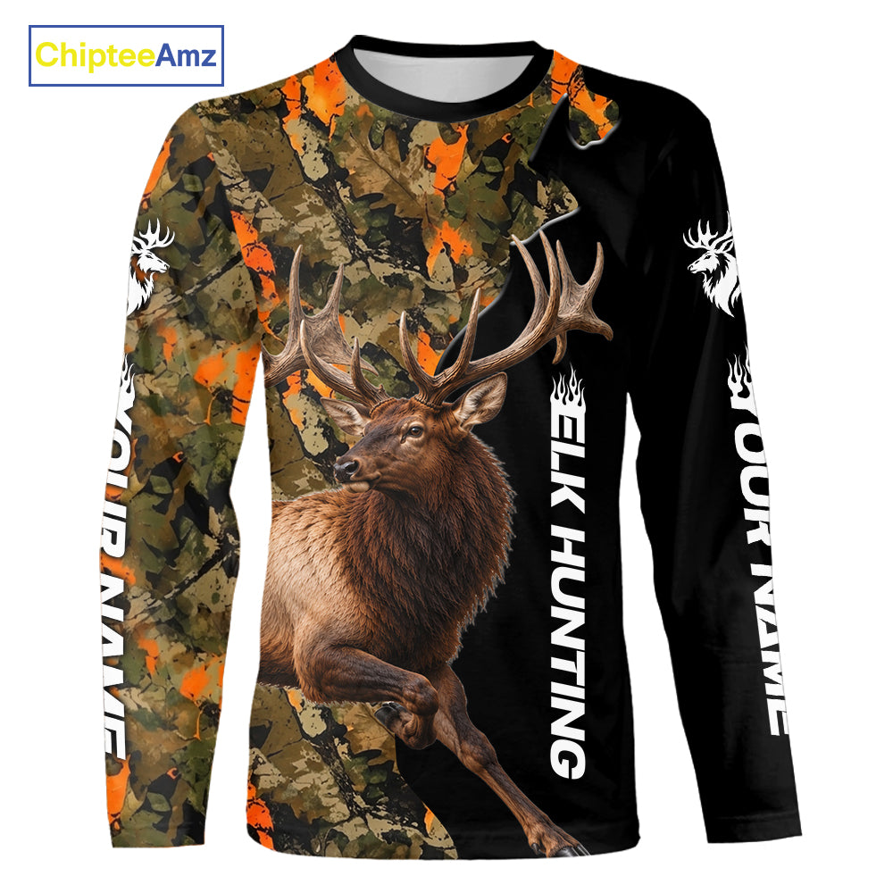 Elk Buck Hunting Shirt For Men Custom Blaze Orange Camo Outdoor Sports Apparel NHT1748