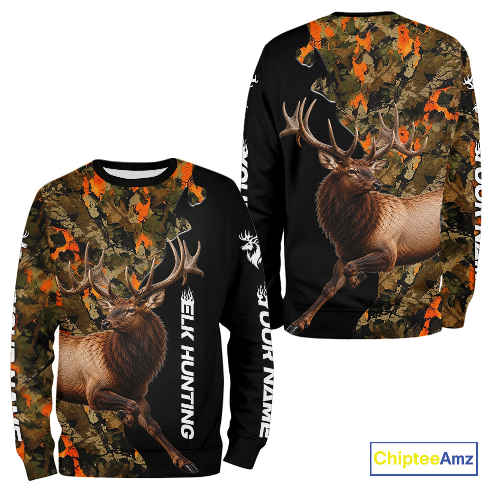 Elk Buck Hunting Shirt For Men Custom Blaze Orange Camo Outdoor Sports Apparel NHT1748