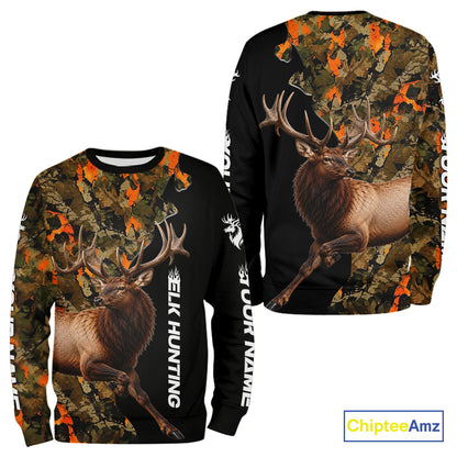 Elk Buck Hunting Shirt For Men Custom Blaze Orange Camo Outdoor Sports Apparel NHT1748