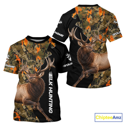 Elk Buck Hunting Shirt For Men Custom Blaze Orange Camo Outdoor Sports Apparel NHT1748