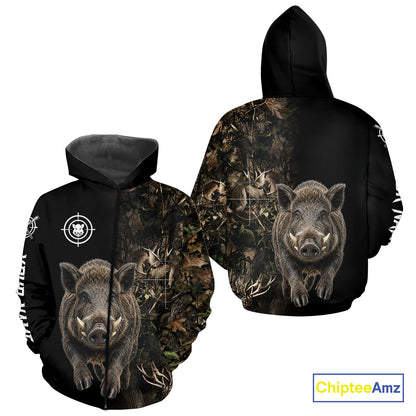 Hog Hunting Jumping Camouflage Brown Black Custom Name, Wild Boar Hunting Gift NHT1590