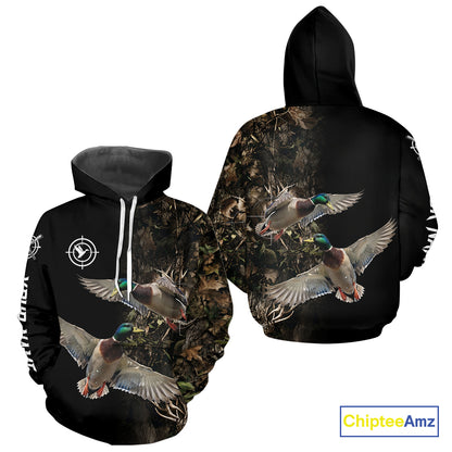 Mallard Duck Hunting Camouflage Brown Black Custom Name, Duck Hunting Gift NHT1591