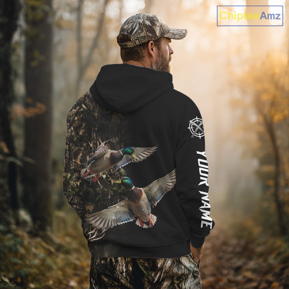Mallard Duck Hunting Camouflage Brown Black Custom Name, Duck Hunting Gift NHT1591