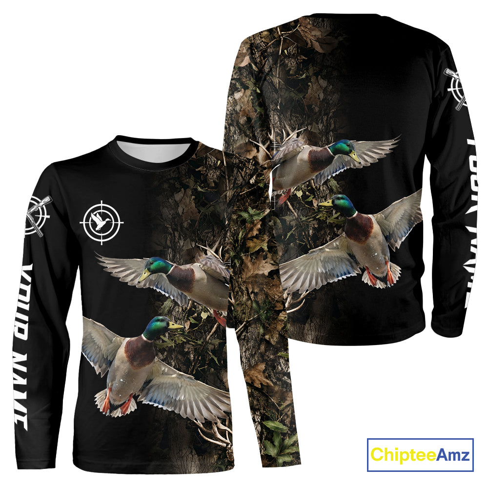 Mallard Duck Hunting Camouflage Brown Black Custom Name, Duck Hunting Gift NHT1591