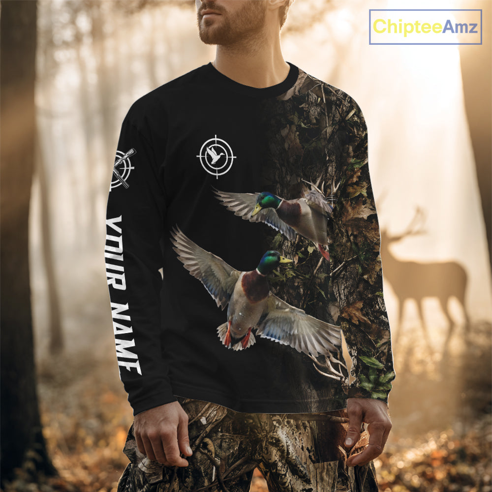 Mallard Duck Hunting Camouflage Brown Black Custom Name, Duck Hunting Gift NHT1591