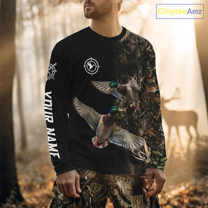 Mallard Duck Hunting Camouflage Brown Black Custom Name, Duck Hunting Gift NHT1591