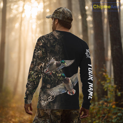 Mallard Duck Hunting Camouflage Brown Black Custom Name, Duck Hunting Gift NHT1591