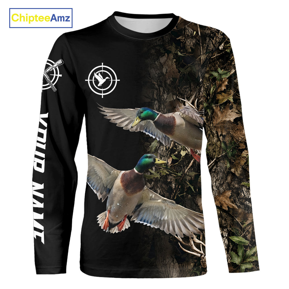 Mallard Duck Hunting Camouflage Brown Black Custom Name, Duck Hunting Gift NHT1591