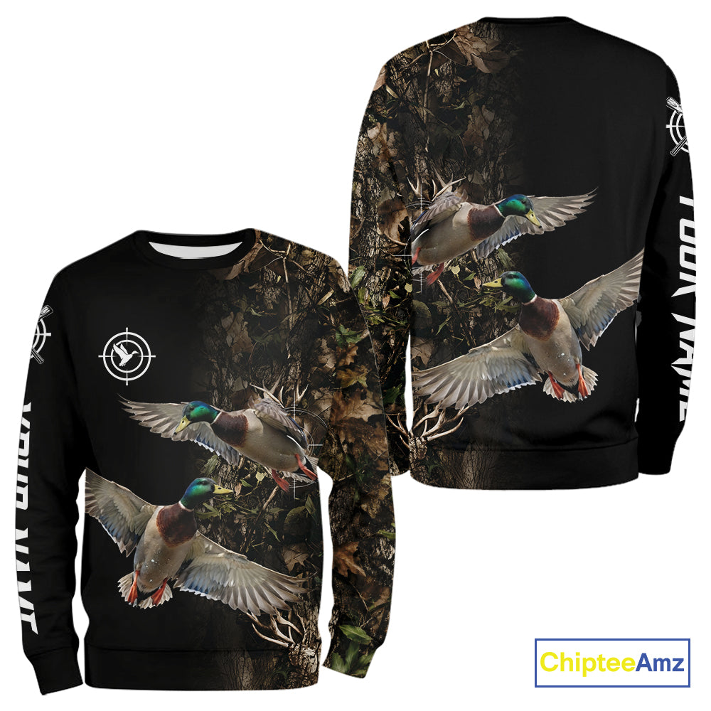 Mallard Duck Hunting Camouflage Brown Black Custom Name, Duck Hunting Gift NHT1591