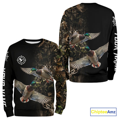 Mallard Duck Hunting Camouflage Brown Black Custom Name, Duck Hunting Gift NHT1591