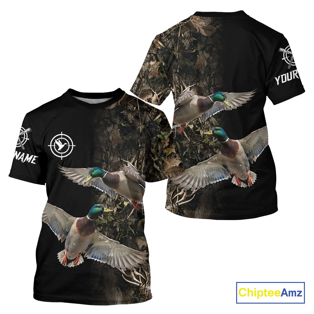 Mallard Duck Hunting Camouflage Brown Black Custom Name, Duck Hunting Gift NHT1591