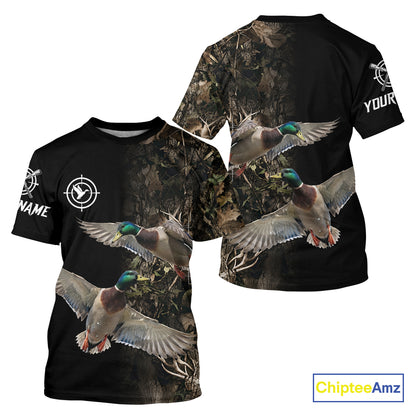 Mallard Duck Hunting Camouflage Brown Black Custom Name, Duck Hunting Gift NHT1591