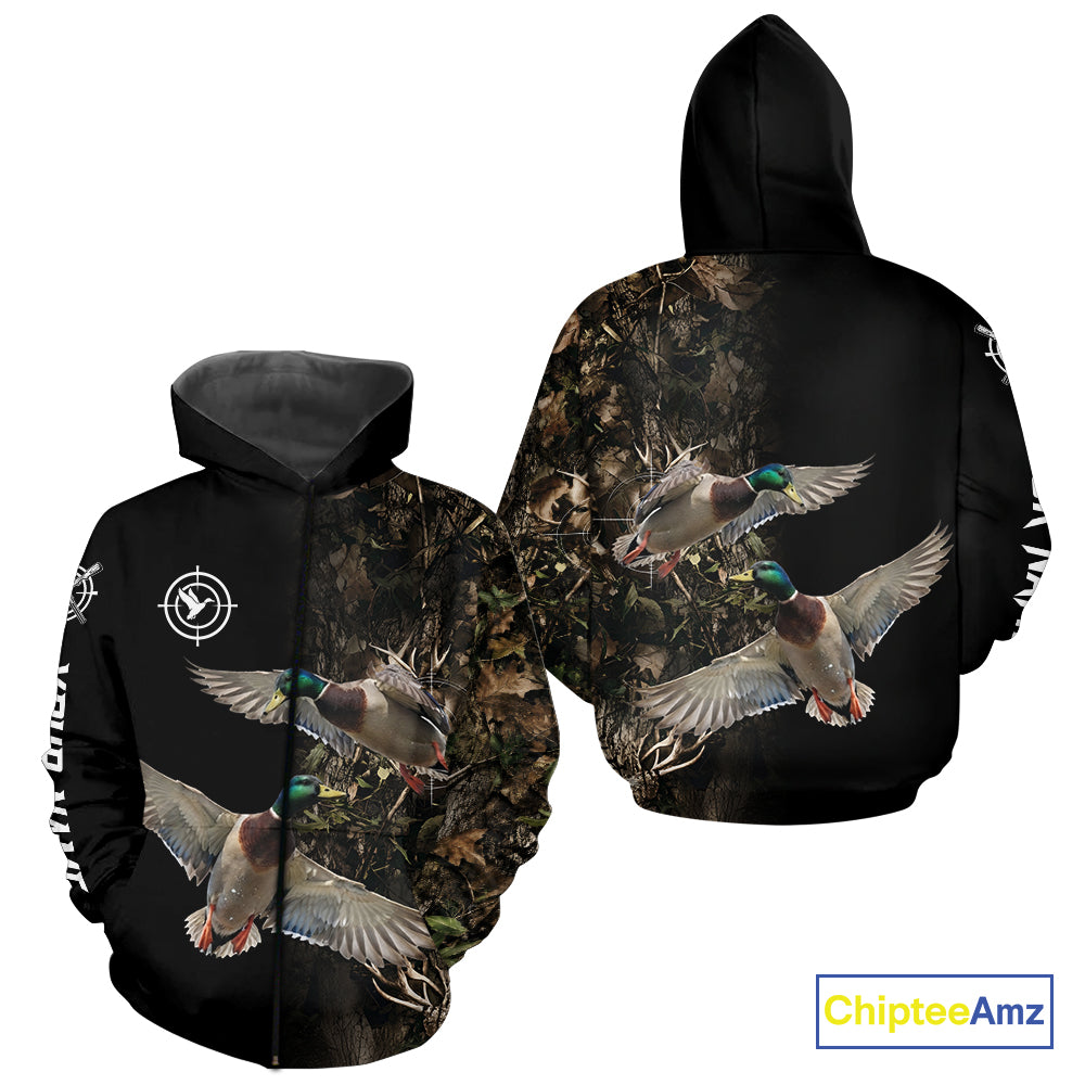 Mallard Duck Hunting Camouflage Brown Black Custom Name, Duck Hunting Gift NHT1591