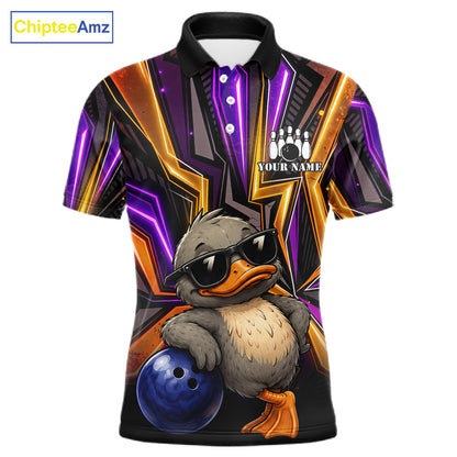 Funny Duck Men Bowling Shirt Custom Personalized Bowling Team Jersey, Polo & Quarter Zip Styles NHT1417