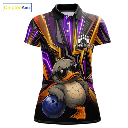 Funny Duck Women Bowling Shirt Custom Personalized Bowling Team Jersey, Polo & Quarter Zip Styles NHT1417