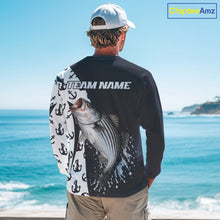 Load image into Gallery viewer, Personalized Striped Bass Fishing Shirts Long Sleeve With Pattern Anchor, Fishing Shirt Jersey NHT611