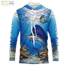 Load image into Gallery viewer, Personalized Offshore Fishing Jerseys, Sailfish Fishing Shirts Long Sleeve Hooded For Men NHT821