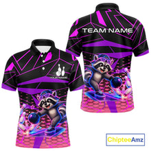 Load image into Gallery viewer, Custom Neon Raccoon Bowling Jersey for Men | Personalized Team Polo