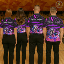 Load image into Gallery viewer, Custom Bowling Team Polo Shirt Neon Raccoon Bowling Personalized Name Jersey For Men NHT1138
