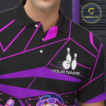 Custom Bowling Team Polo Shirt Neon Sloth Bowling Personalized Name Jersey For Men NHT1139