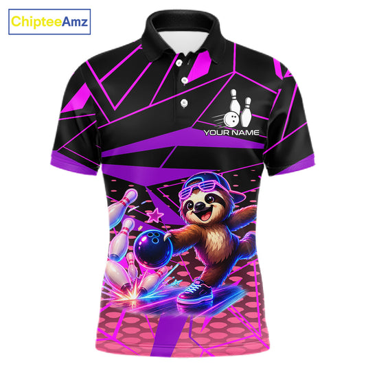 Custom Neon Sloth Bowling Jersey for Men | Personalized Team Polo
