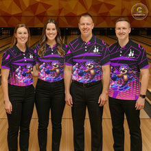 Load image into Gallery viewer, Custom Bowling Team Polo Shirt Neon Sloth Bowling Personalized Name Jersey For Men NHT1139