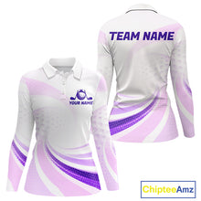 Load image into Gallery viewer, Personalized Purple Swirl Golf Polo - Women's Team Name Performance Jersey