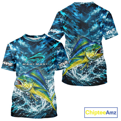 Custom Mahi Mahi Fishing Jersey With Name, Dorado Short Sleeve Tournament Shirt NHT1595