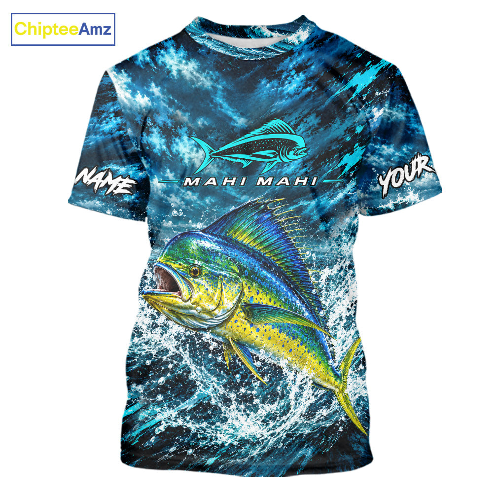 Custom Mahi Mahi Fishing Jersey With Name, Dorado Short Sleeve Tournament Shirt NHT1595