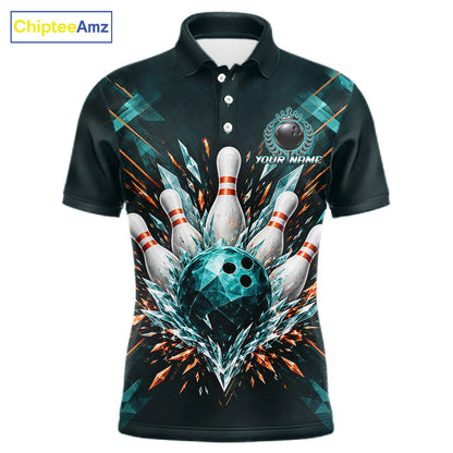 Personalized Geometric Crystal Tournament Polo Team Bowling Shirt, Bowling Shirt For Men NHT1600