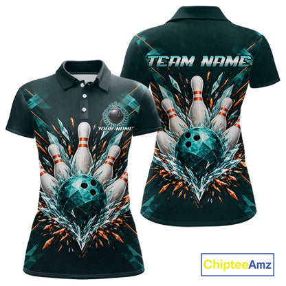 Personalized Geometric Crystal Tournament Polo Team Bowling Shirt, Bowling Shirt For Women NHT1600