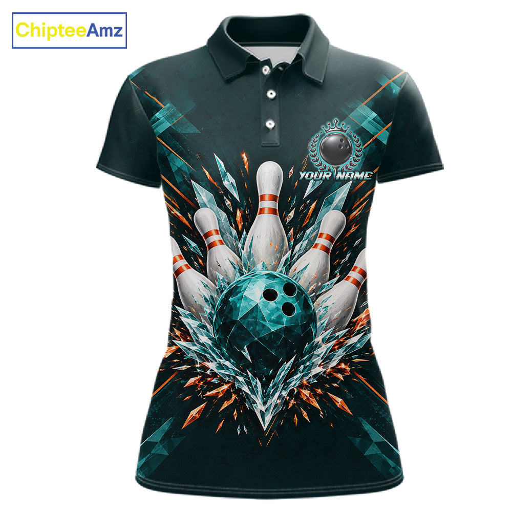 Personalized Geometric Crystal Tournament Polo Team Bowling Shirt, Bowling Shirt For Women NHT1600
