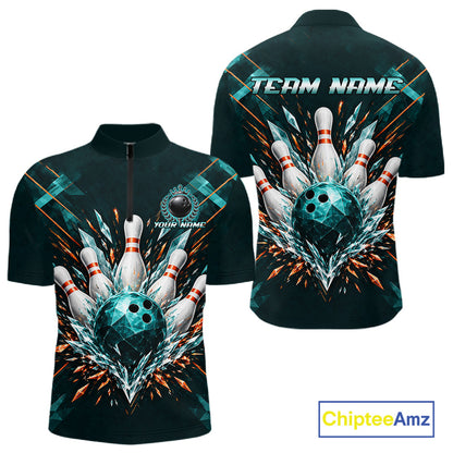 Personalized Geometric Crystal Tournament Polo Team Bowling Shirt, Bowling Shirt For Men NHT1600